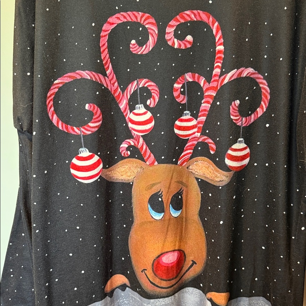 Festive Reindeer Long Sleeve Top Tunic Dress Large - Picture 3 of 9